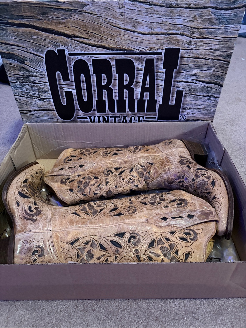 Corral Tan Western Boots with Black Inset Detailing